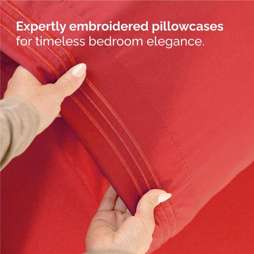 Full Size 4 Piece Sheet Set - Comfy Breathable & Cooling Bed Sheets Set - Hotel Luxury Bedding for Women, Men, Kids, Teens, Boys and Girls - Deep Pockets, Ultra-Soft & Wrinkle Free - Oeko-Tex - Red