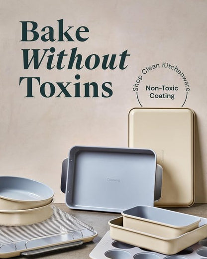 Caraway Nonstick Baking Pan Set - 2x 9" x 6.5" & 1x 9" x 13" - Non-Toxic, PTFE & PFOA Free - Durable Aluminized Steel for Casseroles & Lasagna - Marigold