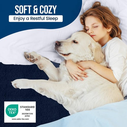 Full Size Mattress Protector Waterproof, Premium 200 GSM Terry Mattress Cover, Soft & Breathable Bed Cover, Fitted Sheet Style Stretchable Deep Pockets 15" by Utopia Bedding (Navy Blue)