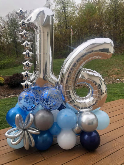 Silver Number 60 Balloon - 40 Inch 60th Birthday Decoration for Kids & Adults | Silver Party Supplies