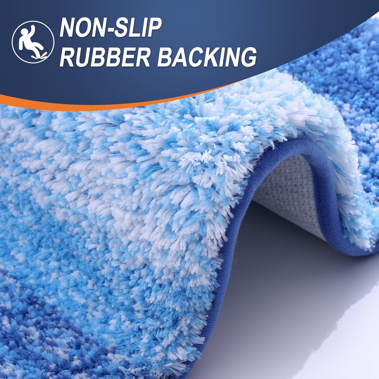 OLANLY Bathroom Runner Rug - Extra Soft Microfiber Mat 59x24 | Quick Dry & Rubber Backing in Light Royal Blue