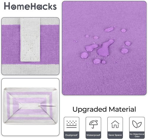 HomeHacks Large Waterproof Laundry Baskets - Collapsible Hampers with Reinforced Handles | 88L, Purple