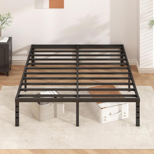 HLIPHA Metal Platform Bed Frame - 14 Inch Tall Full Size | Heavy Duty Support Slats, Easy Assembly, Black