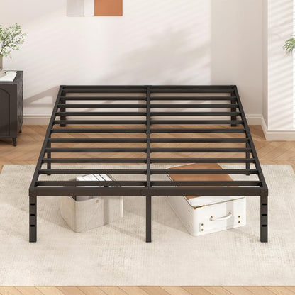 HLIPHA Metal Platform Bed Frame 18 Inch Tall,No Box Spring Needed,King Size Bed with Heavy Duty Strong Support Slats,Easy to Assemble,Black