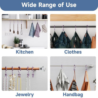 Titanker Shower Curtain Hooks Rings, Rust-Resistant Metal Double Glide Shower Hooks for Bathroom Shower Rods Curtains, Set of 12 Hooks - Greyish-Purple