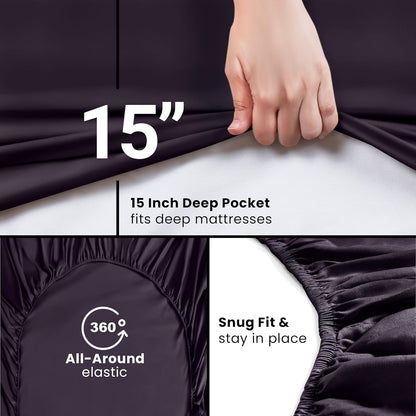 Utopia Bedding Twin Fitted Sheet - Soft Microfiber with Deep Pockets - Fade Resistant - Purple