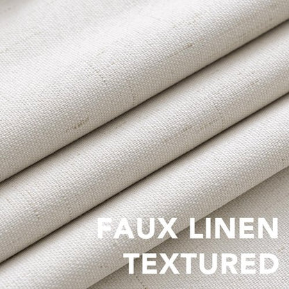 H.VERSAILTEX Linen Blackout Curtains 72 Inches Long 100% Absolutely Blackout Thermal Insulated Textured Linen Look Curtain Draperies Anti-Rust Grommet, Energy Saving with White Liner, 2 Panels, Ivory