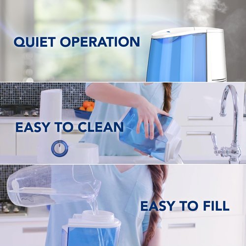 Vicks Warm Mist Humidifier Filter‑Free 1 Gal Tank, Auto Shut‑Off, Night Light, VapoPad and VapoSteam Compatible