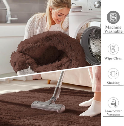 OLANLY Large Area Rug - Soft Fluffy Shaggy Carpet for Living Room & Bedroom | Machine Washable, 7x8 ft
