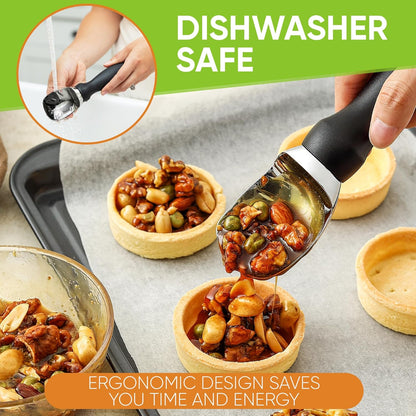 Spring Chef Heavy Duty Ice Cream Scoop - Comfortable Handle for Gelato, Sorbet & More | Dishwasher Safe Metal - Black