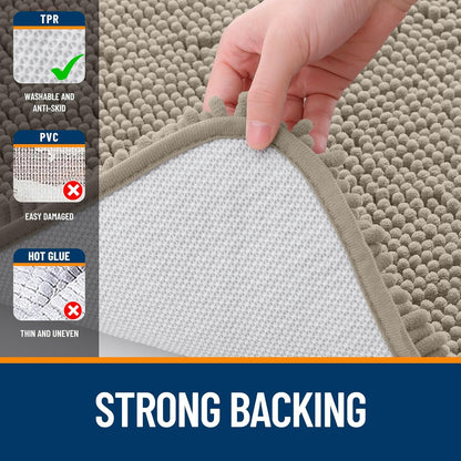 OLANLY Large Bathroom Rugs - Extra Soft Chenille Bath Mats | Quick Dry, Machine Washable, 40x32, Warm Taupe