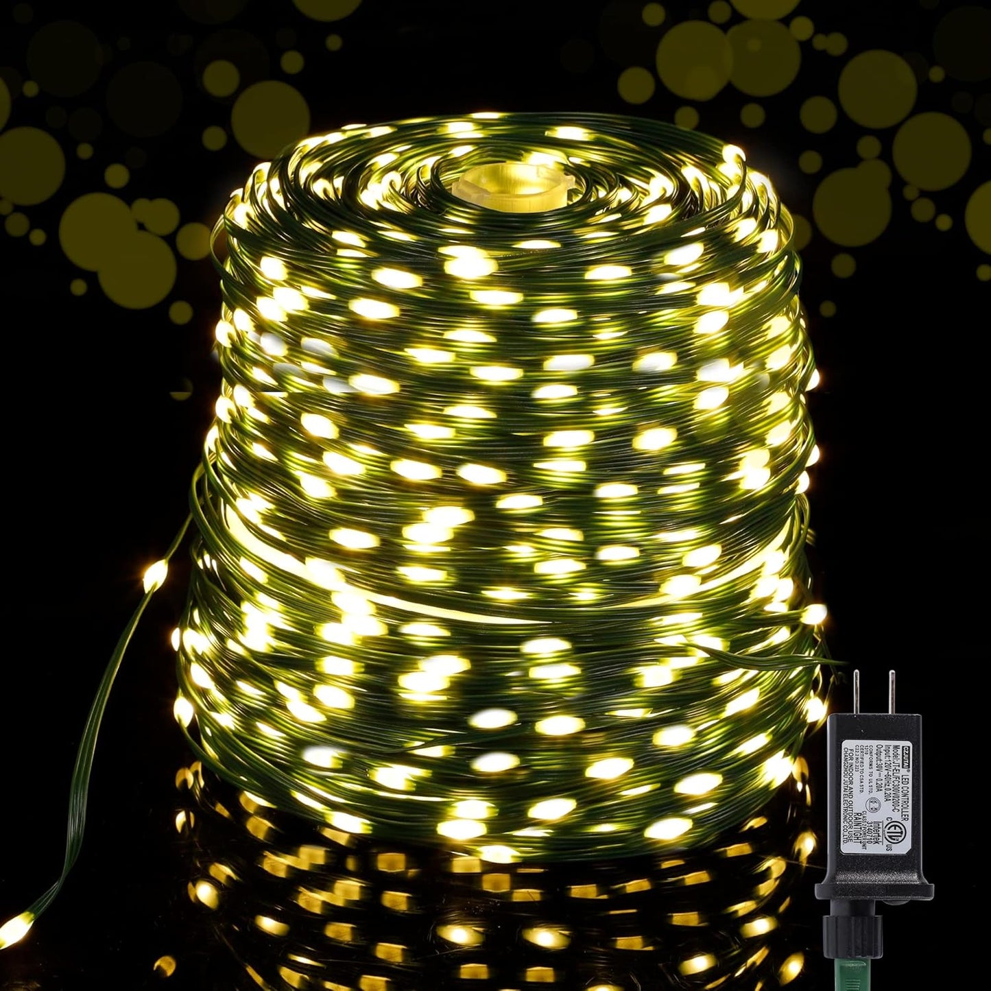 WATERGLIDE 328 FT Extra Long Fairy String Lights - 1000 LED Waterproof Outdoor Decor | Warm White