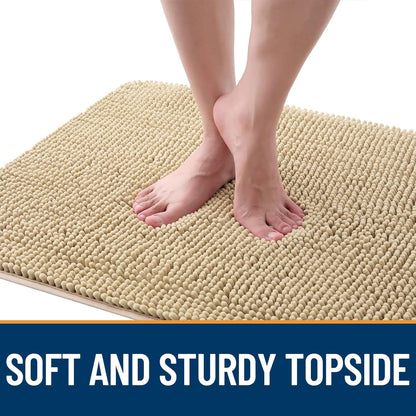 OLANLY Dog Door Mat - Absorbent Non-Slip Chenille Mat for Muddy Paws | 54x32 Inches, Quick Dry, Beige