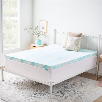 Linenspa 3 Inch Swirl Gel Memory Foam Mattress Topper, California King Size – Cooling Gel Infused, Ventilation Holes – Pressure Relieving Bed Topper – CertiPUR Certified