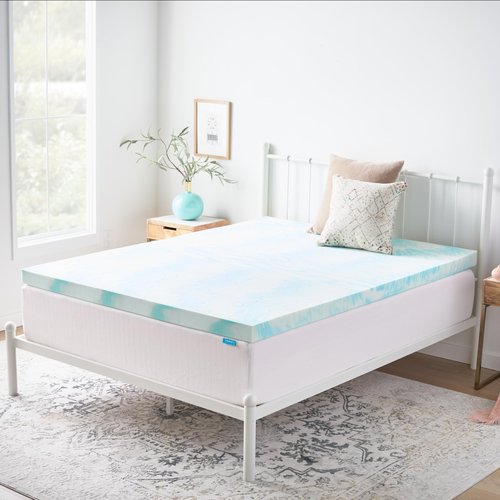 Linenspa 3 Inch Swirl Gel Memory Foam Mattress Topper, King Size – Cooling Gel Infused, Ventilation Holes – Pressure Relieving Bed Topper – CertiPUR Certified