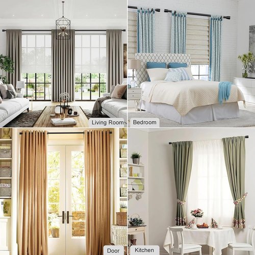 Byondeth Adjustable Curtain Rods - Heavy Duty 1 Inch Diameter for Windows 28 to 144 Inches | Black Finish