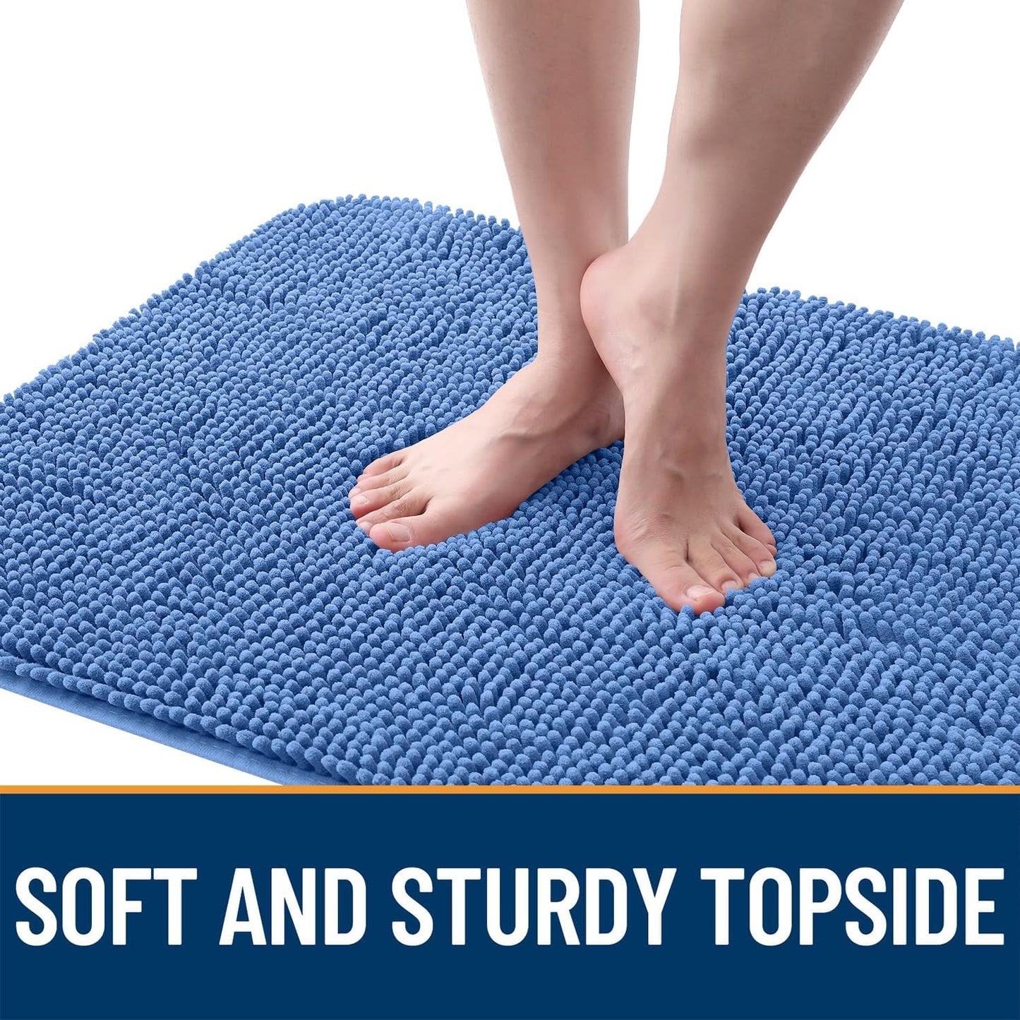 OLANLY Dog Door Mat - Absorbent Non-Slip Washable Doormat for Muddy Paws | 35x24 Cornflower Blue