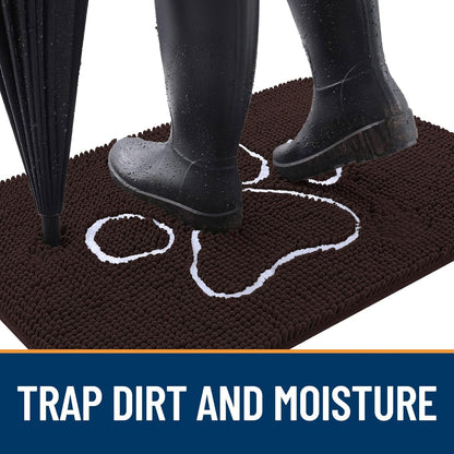OLANLY Dog Door Mat - Absorbent Non-Slip Mud Mat for Muddy Paws | 54x32 Paw Print Design, Quick Dry Brown