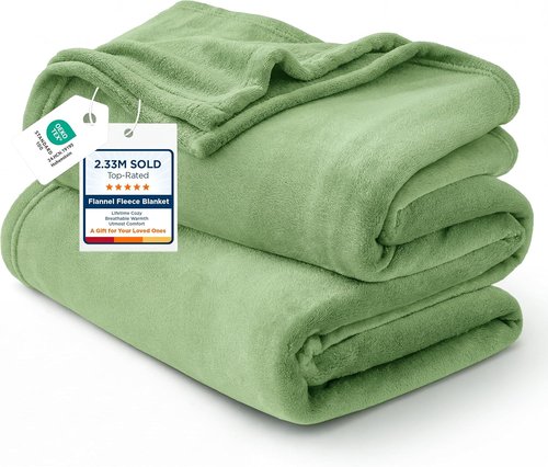 Bedsure GentleSoft Green Fleece Blanket - Soft, Lightweight Plush Queen Size, Emerald, 90x90 Inches