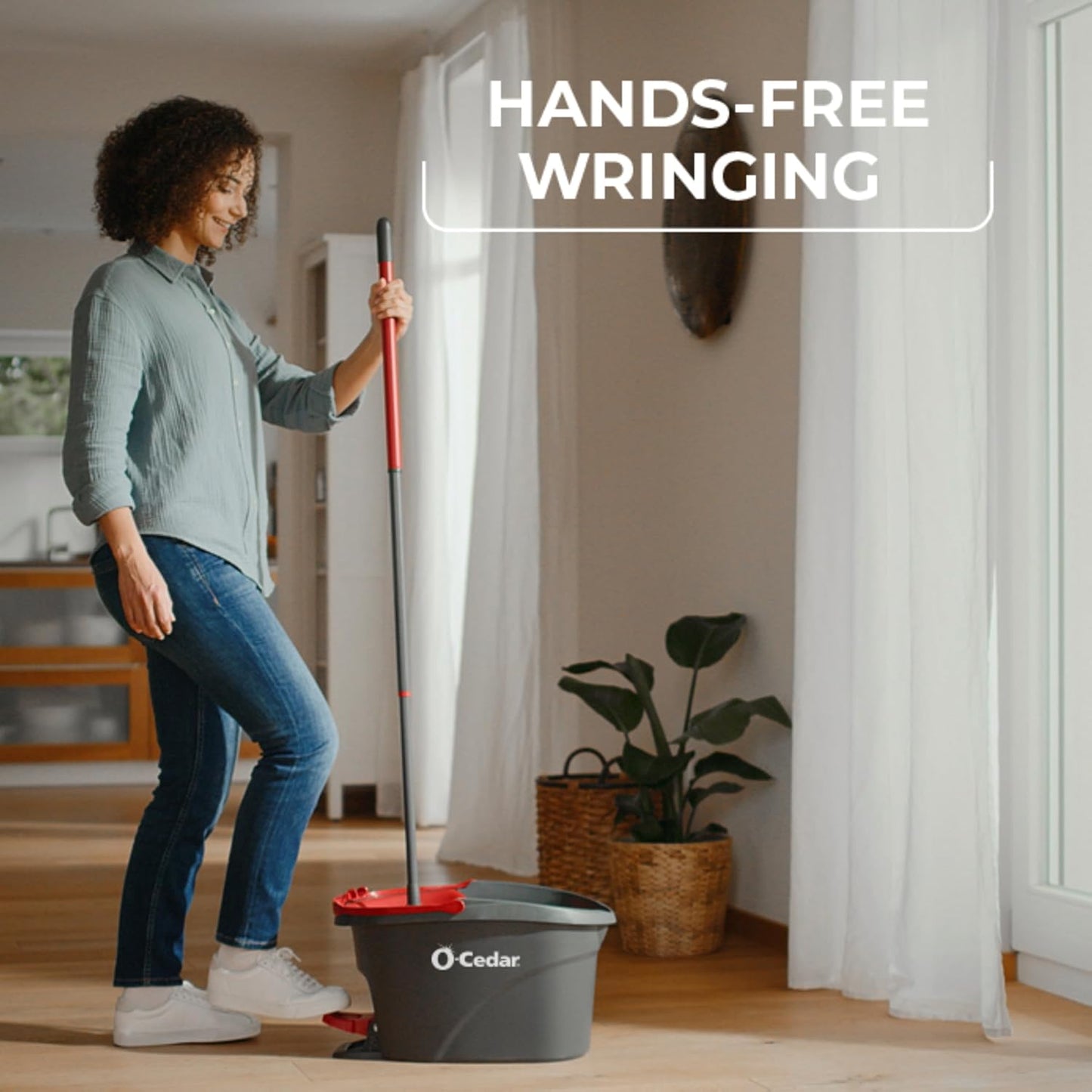 O-Cedar EasyWring Microfiber Spin Mop - Complete Floor Cleaning System with 4 Extra Refills