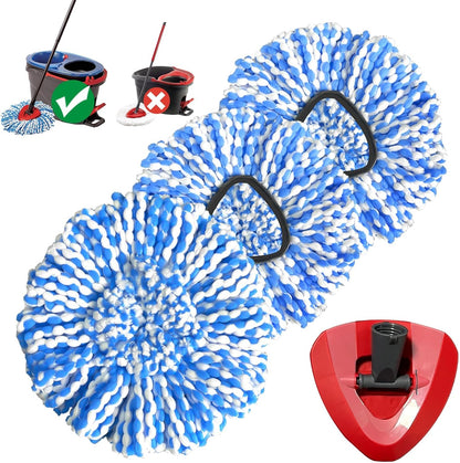 Skiennix 2-Tank Spin Mop Replacement Heads - 3 Pack Microfiber, Machine Washable for Deep Cleaning
