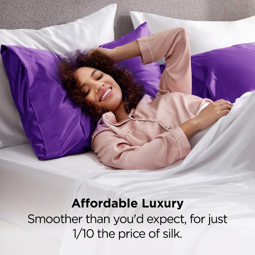 Bedsure Polyester Pillowcases, Polyester Pillow Cases Queen Size Set of 2, Purple Pillow Case for Sleeping Women with Envelope Closure, Gifts for Women Men, 20x30 Inches, 2pcs