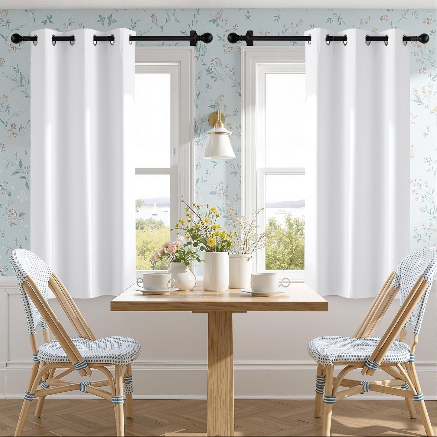 NICETOWN 100% Blackout Window Curtain Panels - Thermal Insulated Drapes, 63" Length, Snow White, Set of 2