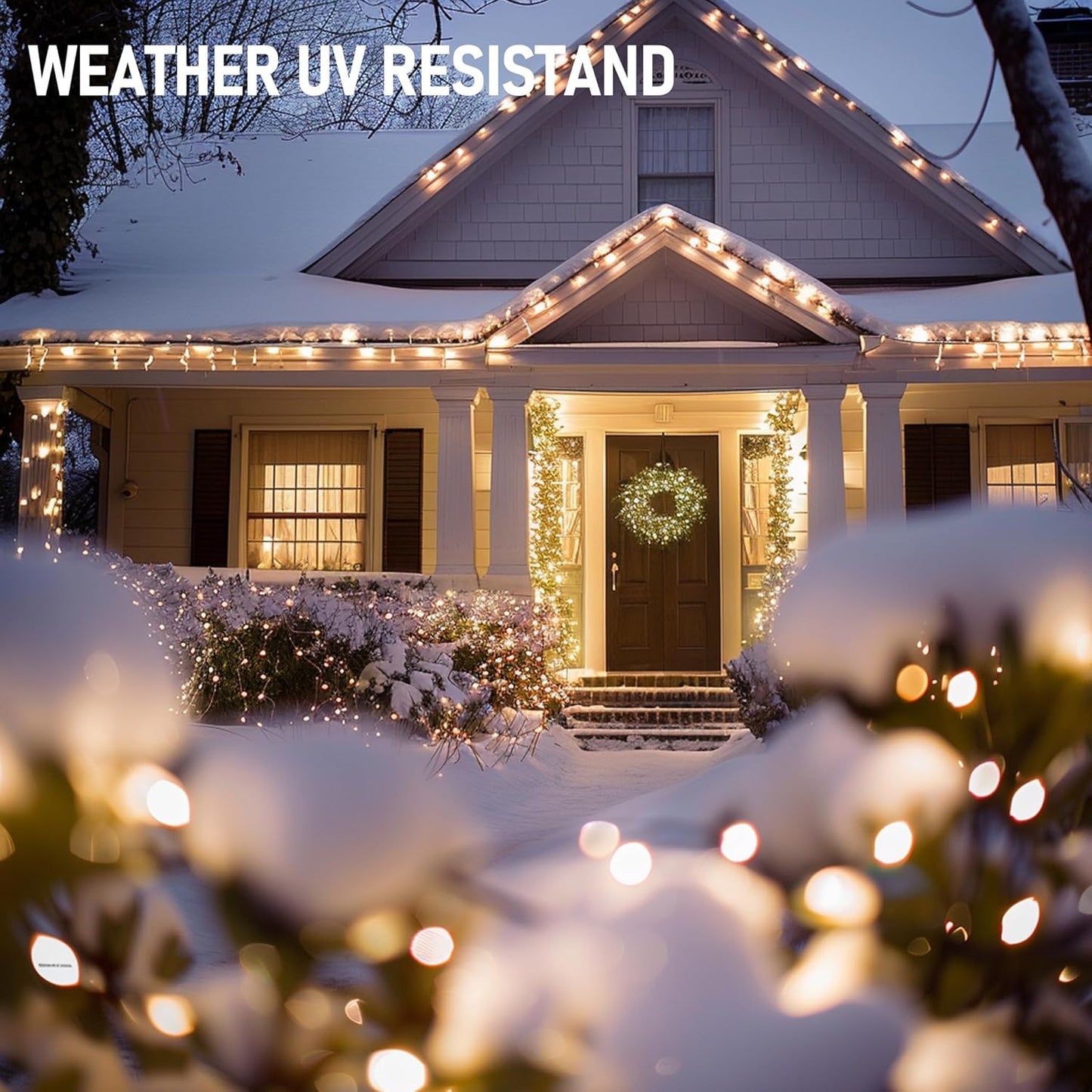 TW SHINE Heavy Duty Hooks for Outdoor String Lights - 60 Pack Clear Clips with Waterproof Adhesive