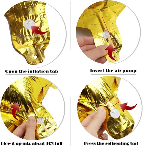 Gold 4 Balloon - 40 Inch Number 4 Balloon for 4th Birthday Party Decorations | Gold & Black Design