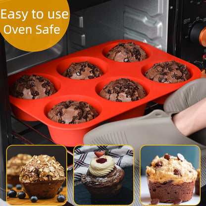 Skiennix Muffin Pan Set - 12 Regular Size & 6 Giant Muffins - Non-Stick Bakeware