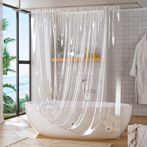 Titanker Extra Long Shower Curtain Liner 72x96 Clear Plastic Shower Liner Lightweight PEVA Waterproof Shower Curtain Liner for Bathroom with Magnets and Rustproof Grommets