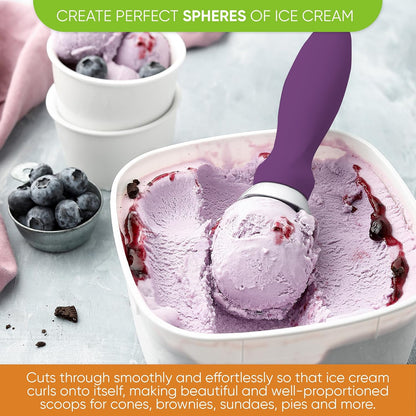 Spring Chef Ice Cream Scoop - Professional Heavy Duty Scooper with Soft Grip Handle | Purple
