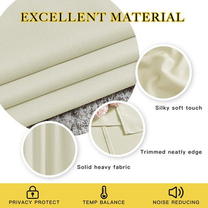NICETOWN Short Window Curtains for Kitchen, Grommet Sunlight Reducing Solid Vertical Curtains & Drapes for Cafe & Home Office, Beige, 2 Panels, W52 x L36