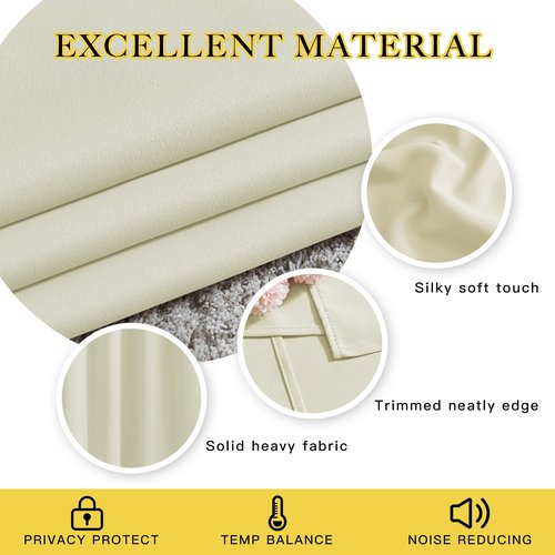 NICETOWN Room Darkening Curtains Extra Long 110 Inches, Grommet Thermal Insulated Weighted Window Treatments for Living Room/Farmhouse, W66 x L110, Beige, 2 Panels
