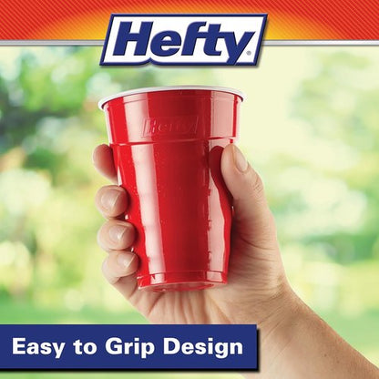 Hefty Party On Disposable Plastic Cups - 18 Oz Red | 30 Count for Easy Gripping & Durable Use