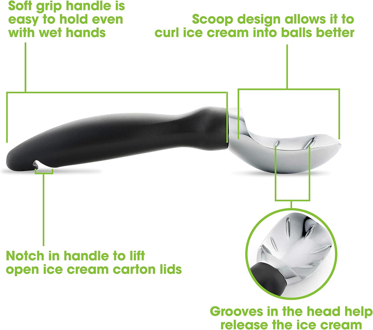 Spring Chef Premium Ice Cream Scoop & Stainless Steel Zester | 2-Piece Bundle in Black