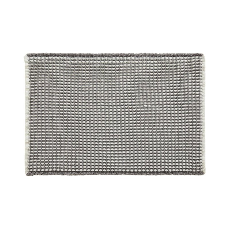 TYUU Waffle Bath Mat, Boho Bathroom Rugs Non Slip Washable Super Absorbent Quick Dry Bath Mat Farmhouse Bathroom Decor, 30"x20" Grey and White