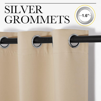NICETOWN Blackout Curtains - Noise Reducing Thermal Insulated Drapes | 2 Panels, 66 x 70 Inch, Biscotti Beige