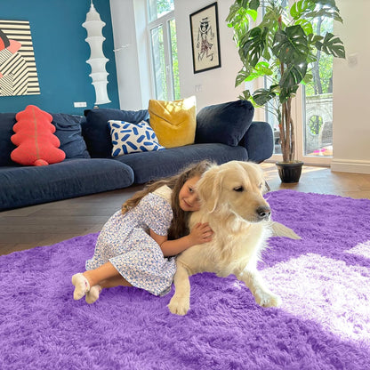 OLANLY Runner Rugs - Soft, Machine Washable Shaggy Carpet for Hallway & Bedroom | Purple 2x5 ft