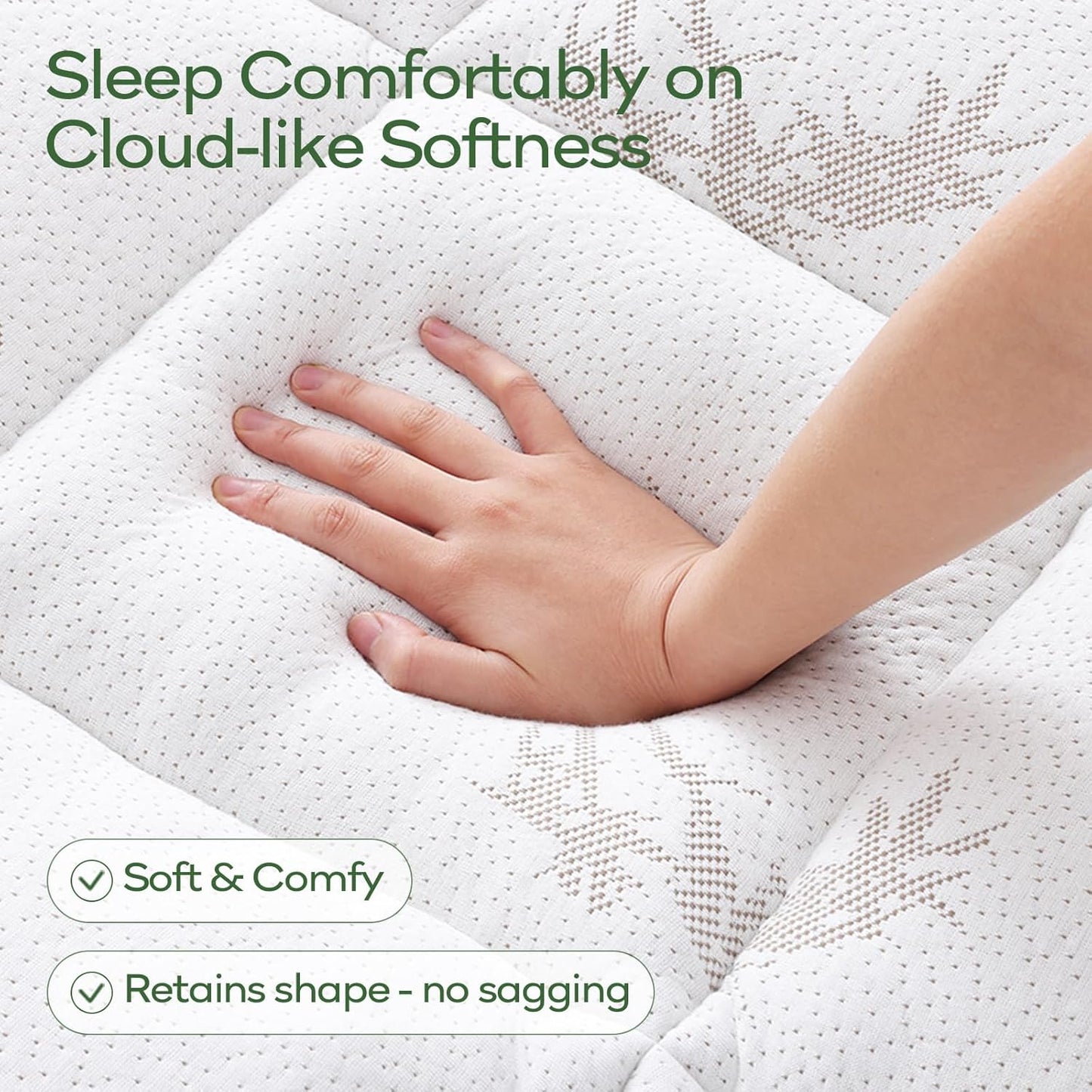 OLANLY King Mattress Topper - Cooling Bamboo Viscose Pillow Top for Back Pain Relief | Plush White Design