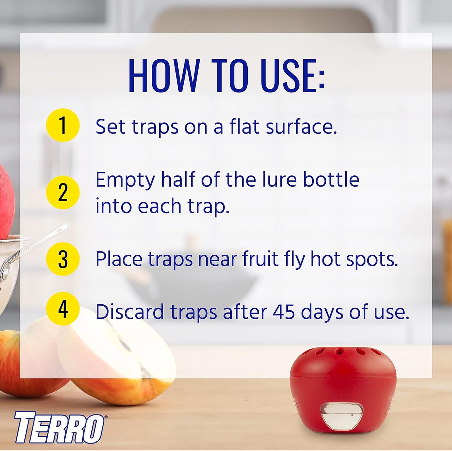 Terro T2503-3 Fruit Fly Trap - Effective Indoor Pest Control | Safe & Non-Toxic Solution