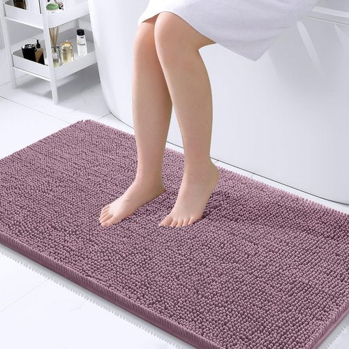 OLANLY Bathroom Rugs 40x24, Extra Soft Absorbent Chenille Bath Rugs, Rubber Backing Quick Dry, Machine Washable Bath Mats for Bathroom Floor, Tub and Shower, Home Decor Accessories, Deep Plum