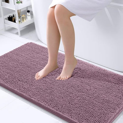 OLANLY Bathroom Rugs 40x24, Extra Soft Absorbent Chenille Bath Rugs, Rubber Backing Quick Dry, Machine Washable Bath Mats for Bathroom Floor, Tub and Shower, Home Decor Accessories, Deep Plum