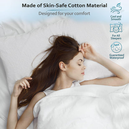 Premium Waterproof Pillow Protectors - Hypoallergenic Soft Terry Cotton - Standard Size 20''x28'' | Set of 2