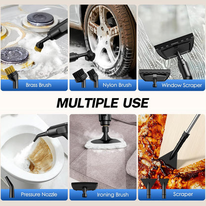 ODSD Steam Cleaner - Handheld 3-Level Adjustable Steamer for Home & Car | 15s Heat-Up, 1.6L Tank, 15 Accessories