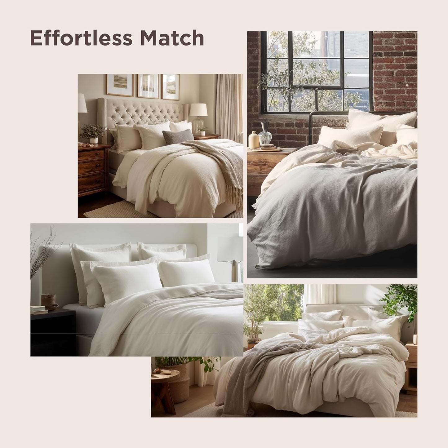 Bedsure Duvet Cover Set - King Size Light Brown Cotton-Like Bedding, 3 Pieces with Zipper Closure & Pillow Shams