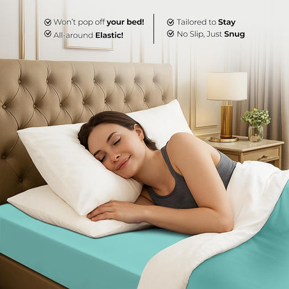 Utopia Bedding Full Fitted Sheet - Soft Microfiber with Deep Pockets - Spa Blue - Easy Care & Fade Resistant