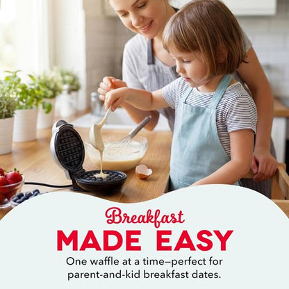Dash Mini Waffle Maker | Compact Electric Iron for Creative Treats - Easy-to-Clean Nonstick Surface - Silver