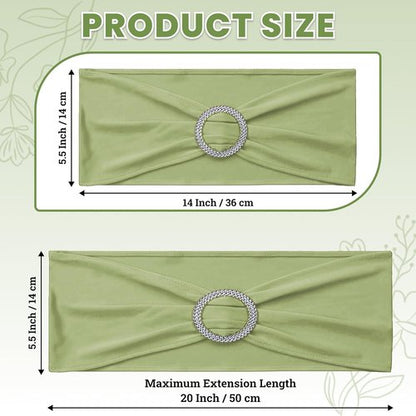 MDS Spandex Chair Sashes - Premium Stretch Covers with Buckle Slider | Universal Fit for Weddings & Events - Sage Green
