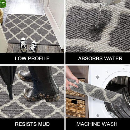 SHACOS Washable Runner Rug 20"x59" Dirt Trapping Non Slip Rubber Backing Rug Runner Floor Mats Carpet Runners for Entryway Hallway Kitchen Garage Laundry Room, Light Gray